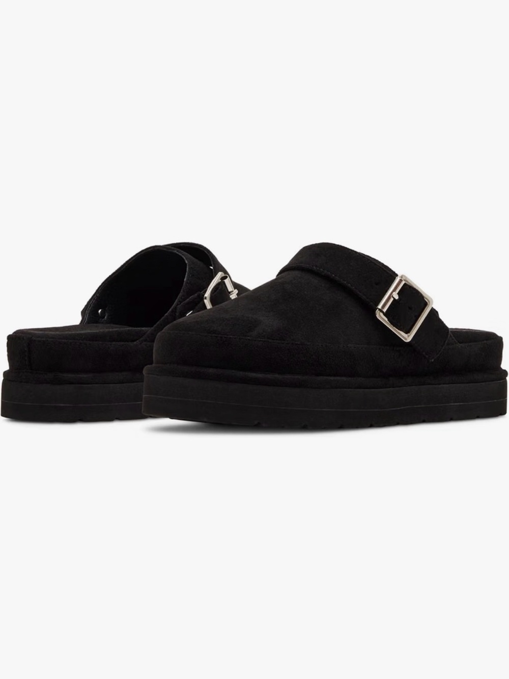 NWT Black Suede Platform Slip-On Mule